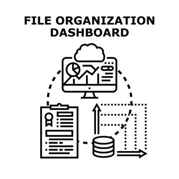 File organization dashboard data management concept Stock Illustration