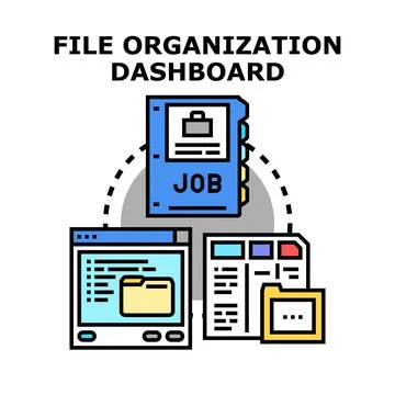 File organization dashboard managing digital documents system Stock Illustration