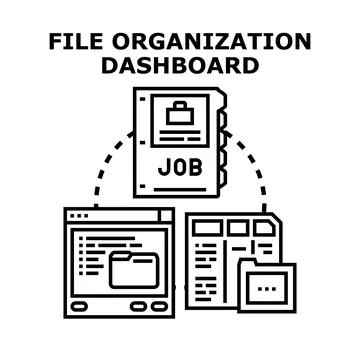 File organization dashboard managing digital documents system Stockillustratie