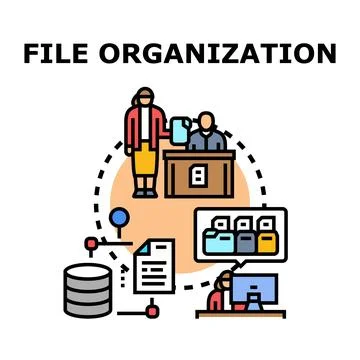 File organization process in business management system Stock Illustration