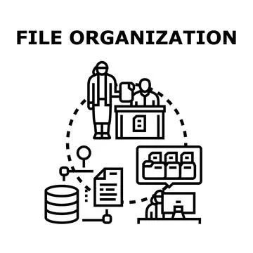 File organization process in business management system Stock Illustration