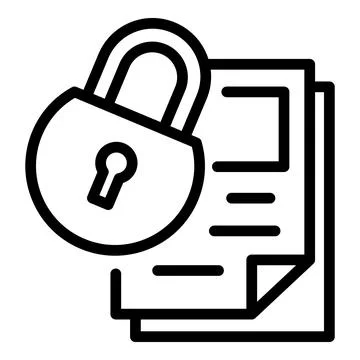 File padlock icon outline vector. Two factor authentication Stock Illustration