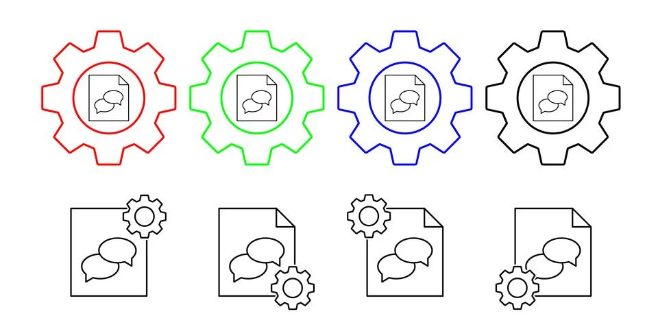 File, paper, seo vector icon in gear set illustration for ui and ux, website or Stock Illustration