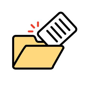 A file that pops out of a folder. Vector. Illustrazione stock