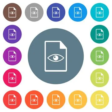 File preview flat white icons on round color backgrounds 스톡 일러스트