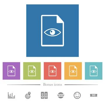 File preview flat white icons in square backgrounds 스톡 일러스트