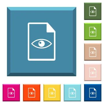 File preview white icons on edged square buttons 스톡 일러스트