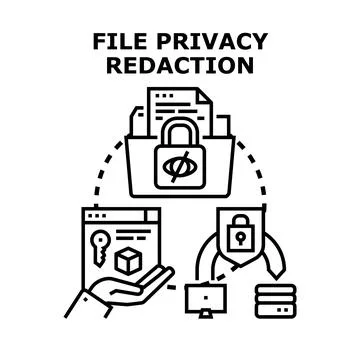 File privacy redaction protecting sensitive information イラスト素材