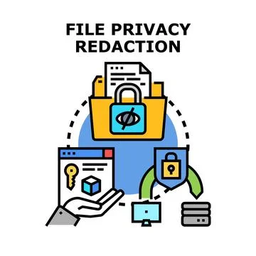 File privacy redaction protecting sensitive information Stock Illustration