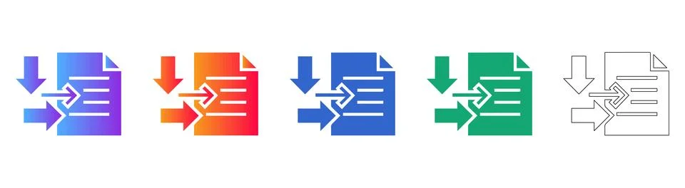 File Processing and Data Input Icons Set Stock Illustration