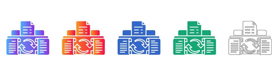 File Processing and Synchronization Icons Stock Illustration