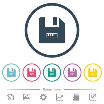 File progressing flat color icons in round outlines Stock Illustration