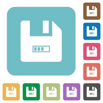 File progressing rounded square flat icons Stock Illustration
