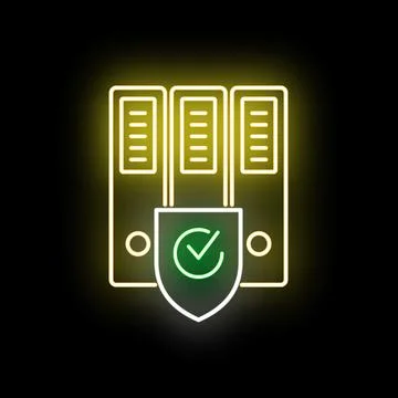 File protection and data security neon icon Stock Illustration