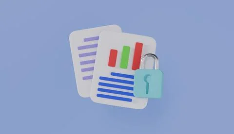 File protection data security concept, documents encryption, documents Stock Illustration