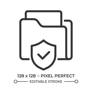File protection pixel perfect line icon Stock Illustration