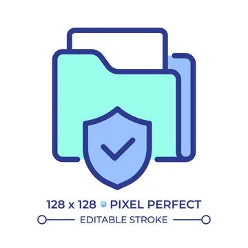 File protection pixel perfect line color icon Stock Illustration