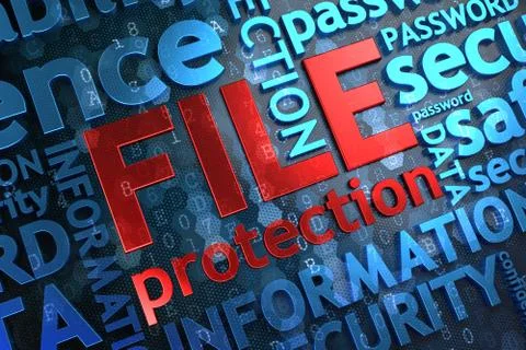 File Protection.  Wordcloud Concept. 스톡 일러스트