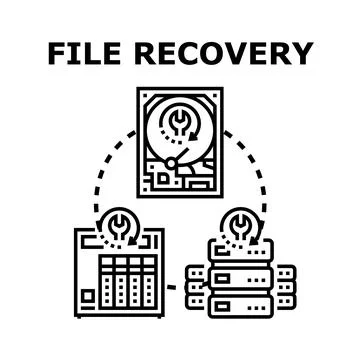 File recovery concept illustrating data restoration process Stock Illustration