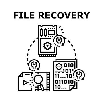 File recovery process restoring lost digital data Stock Illustration
