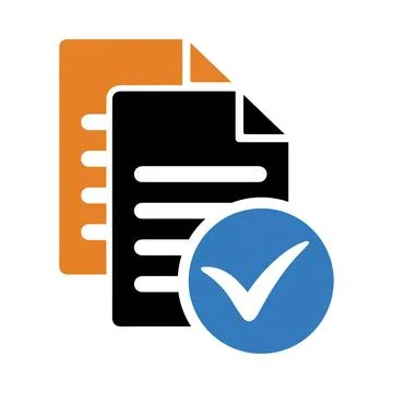File, report, check mark, tick, file checking icon Stock Illustration