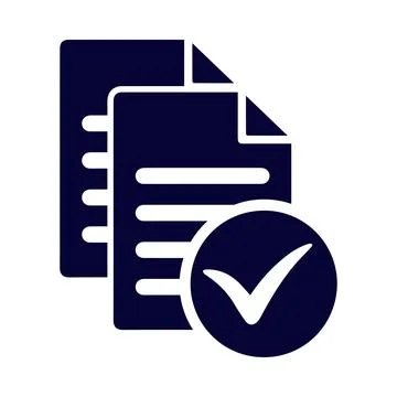File, report, check mark, tick, file checking icon Stock Illustration