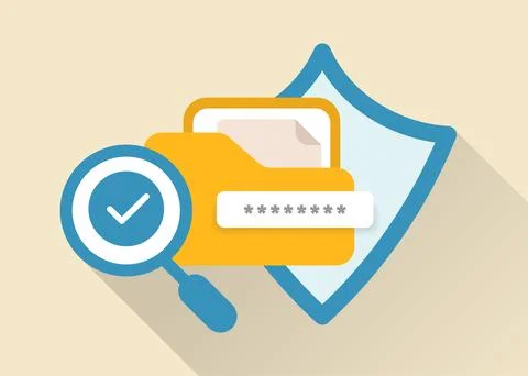 File Safety and Secure Data Management Minimalist Flat Illustration Illustrazione stock