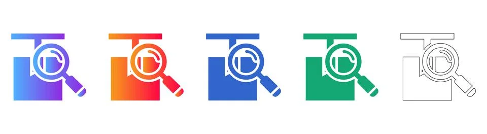 File Search Analysis Gradient Icon Set Illustration