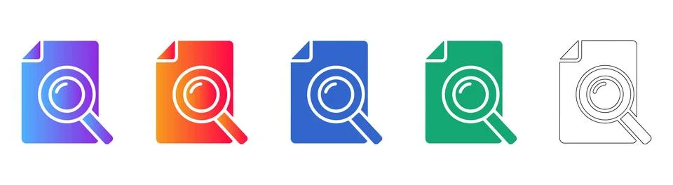 File Search and Document Analysis Icon Set Stock Illustration
