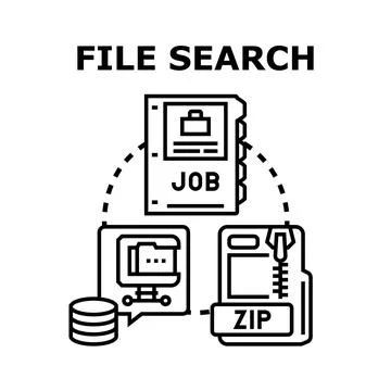 File search concept organizing digital data Stock Illustration