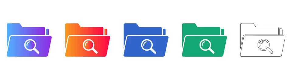 File Search Directory Icon Set Stock Illustration