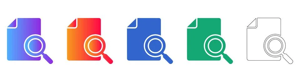 File Search Icon Set for Document Management Stock Illustration