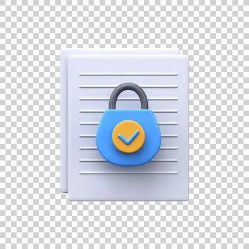 File security, 3d icon. Documents with lock icon Stock Illustration