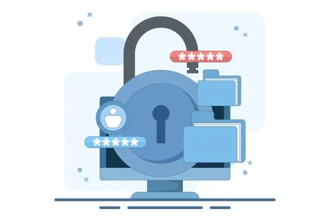 File security and safety concept. folder lock application or software. Stock Illustration