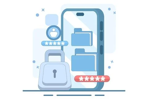 File security and safety concept. folder lock application or software. 스톡 일러스트