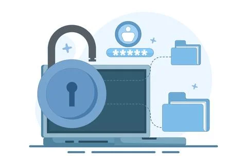 File security and safety concept. folder lock application or software. Stock Illustration