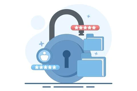 File security and safety concept. folder lock application or software. Stock Illustration