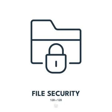 File Security Icon. Safety, Document, Privacy. Editable Stroke Stock Illustration