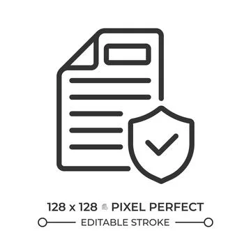 File security pixel perfect line icon Stock Illustration
