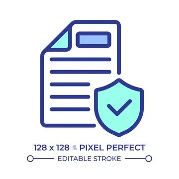 File security pixel perfect line color icon Stock Illustration