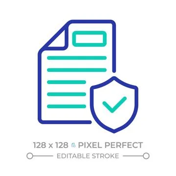 File security pixel perfect two color line icon Stock Illustration