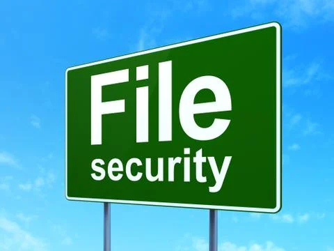 File Security on road sign background Stock Illustration