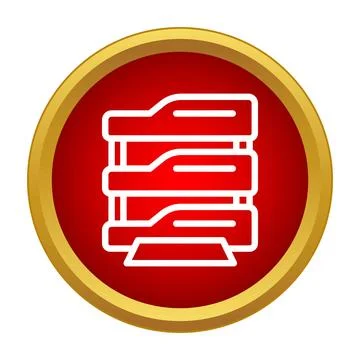 File server storage stack red button icon Illustrazione stock