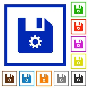 File settings flat framed icons Stock Illustration