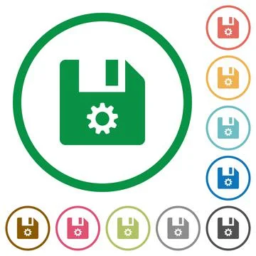 File settings flat icons with outlines Stock Illustration