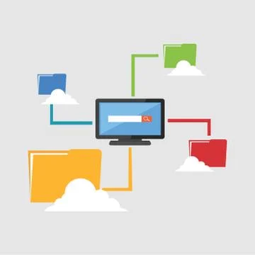 File Sharing. Cloud storage. Stock Illustration
