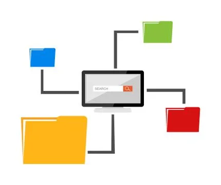 File sharing concept. Files management. Stock Illustration