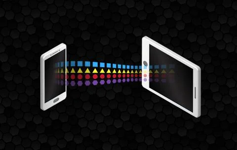 File sharing concepts. Isometric design elements on the black background. Inf Stock Illustration