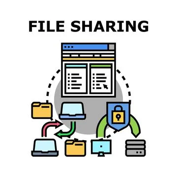 File sharing data exchange and secure network transfer Stock Illustration