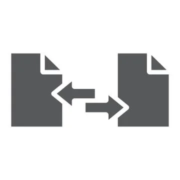 File sharing glyph icon, document and computer, file sending sign, vector Stock Illustration